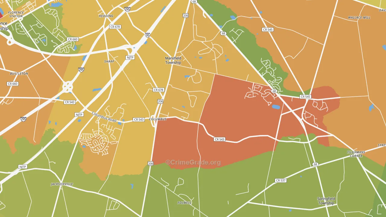 Columbus, NJ Map of Murder Rates