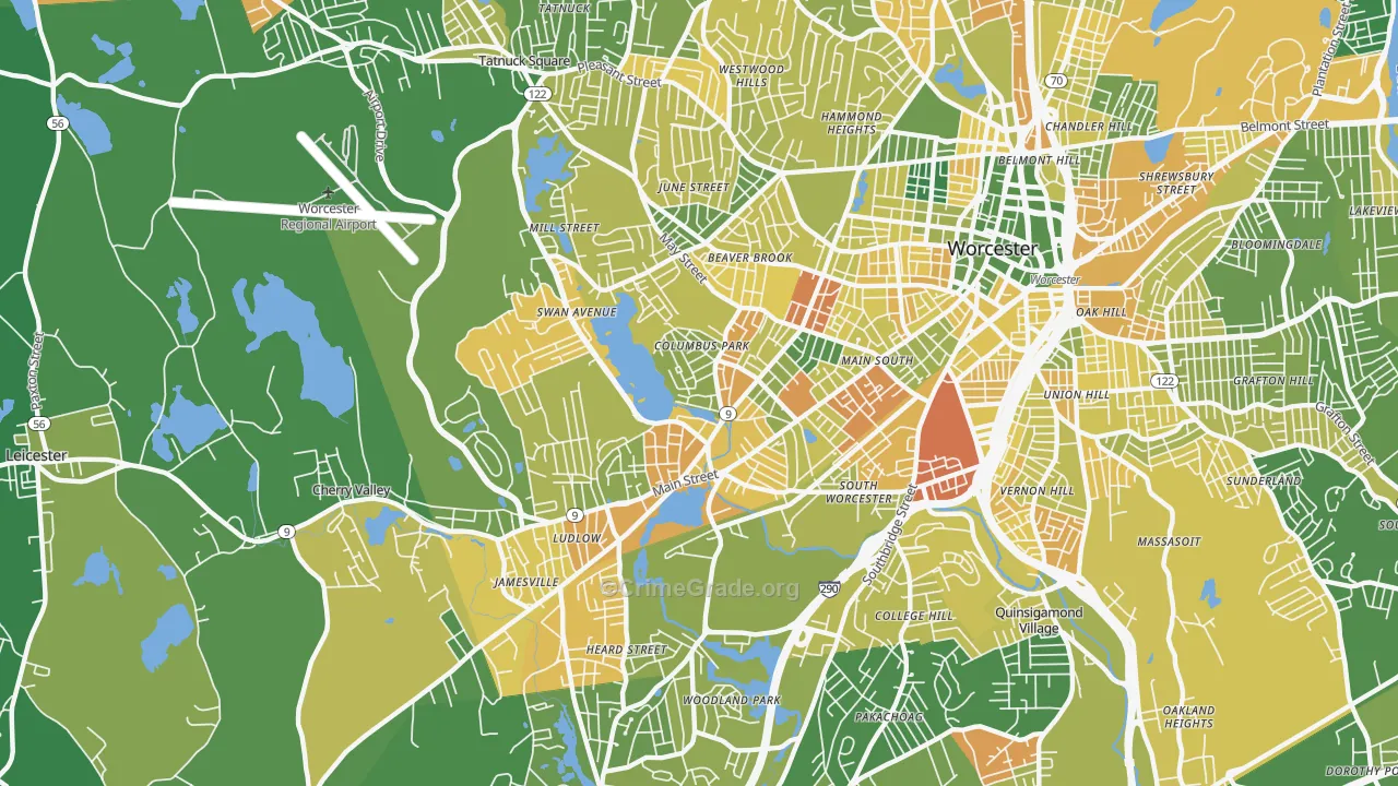 Columbus Park, Worcester, MA Map of Murder Rates