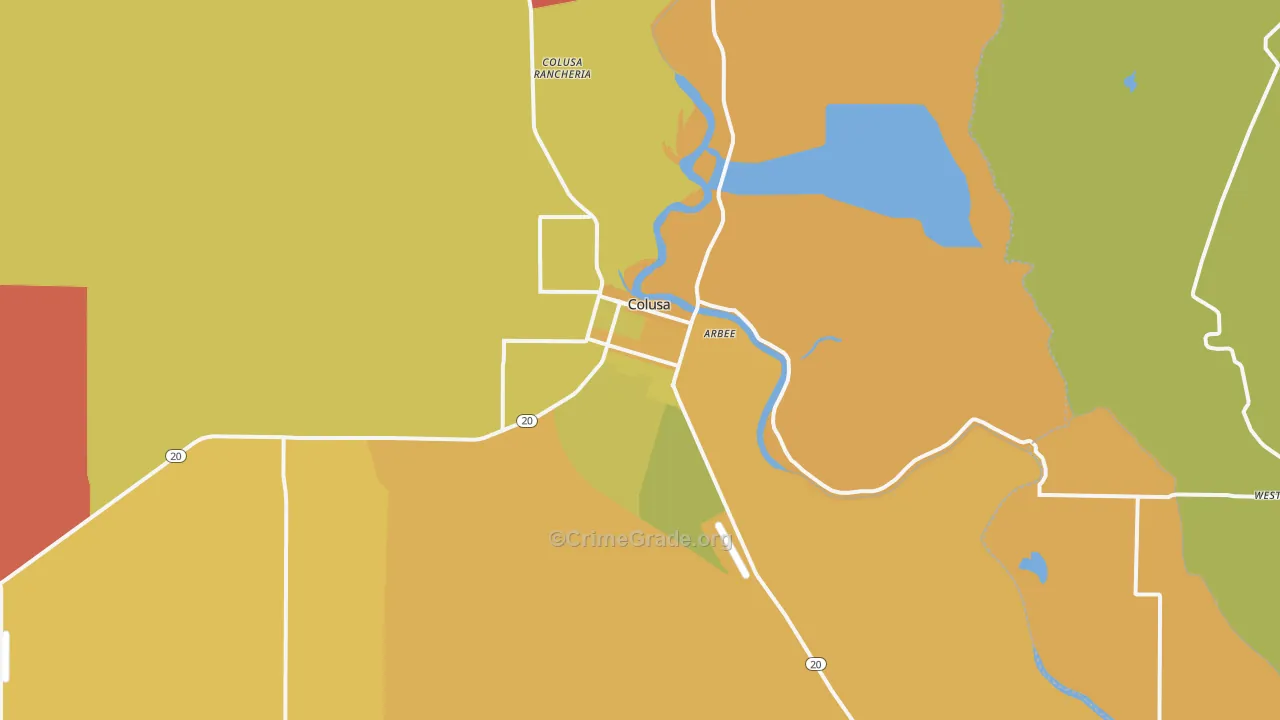Colusa, CA Map of Murder Rates