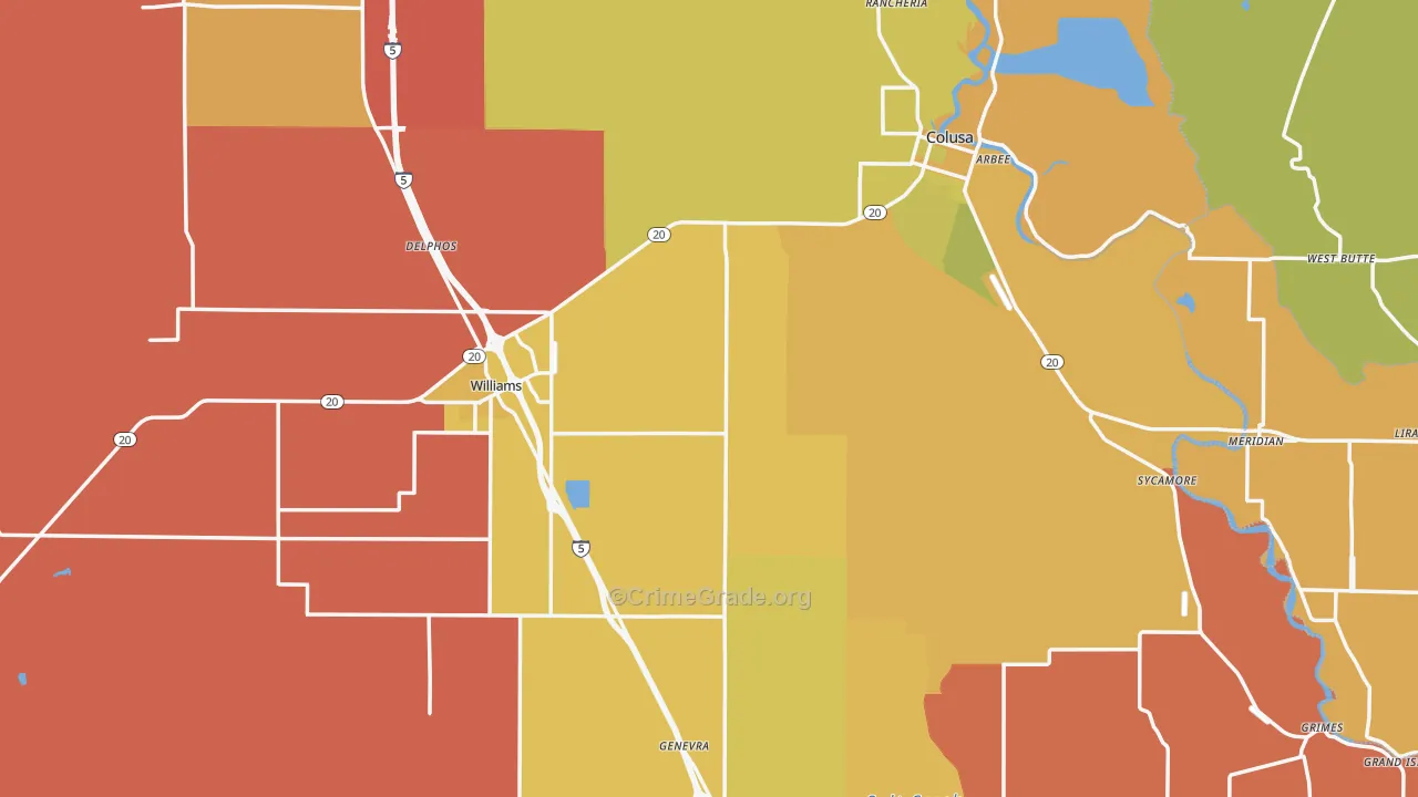 Colusa County, CA Map of Murder Rates