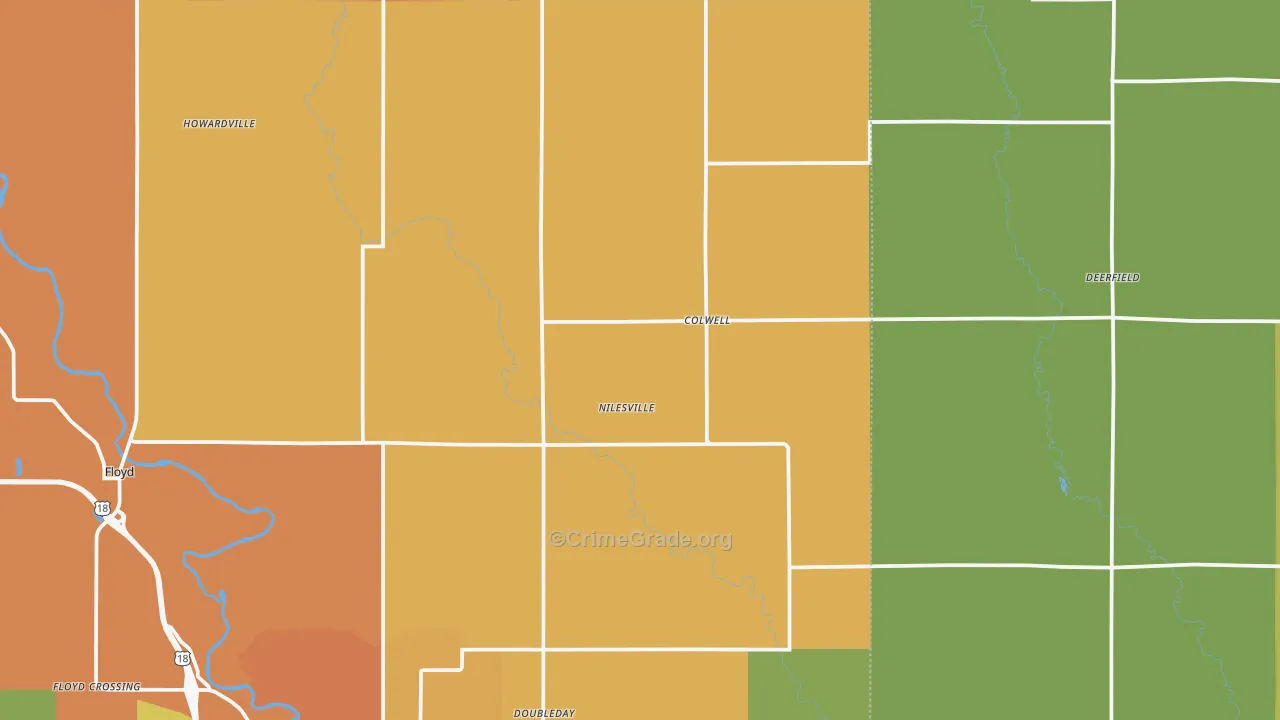 Colwell, IA Map of Murder Rates