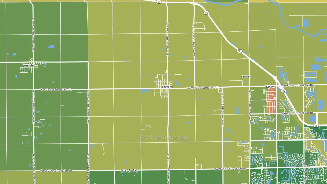 Colwich, KS Map of Murder Rates