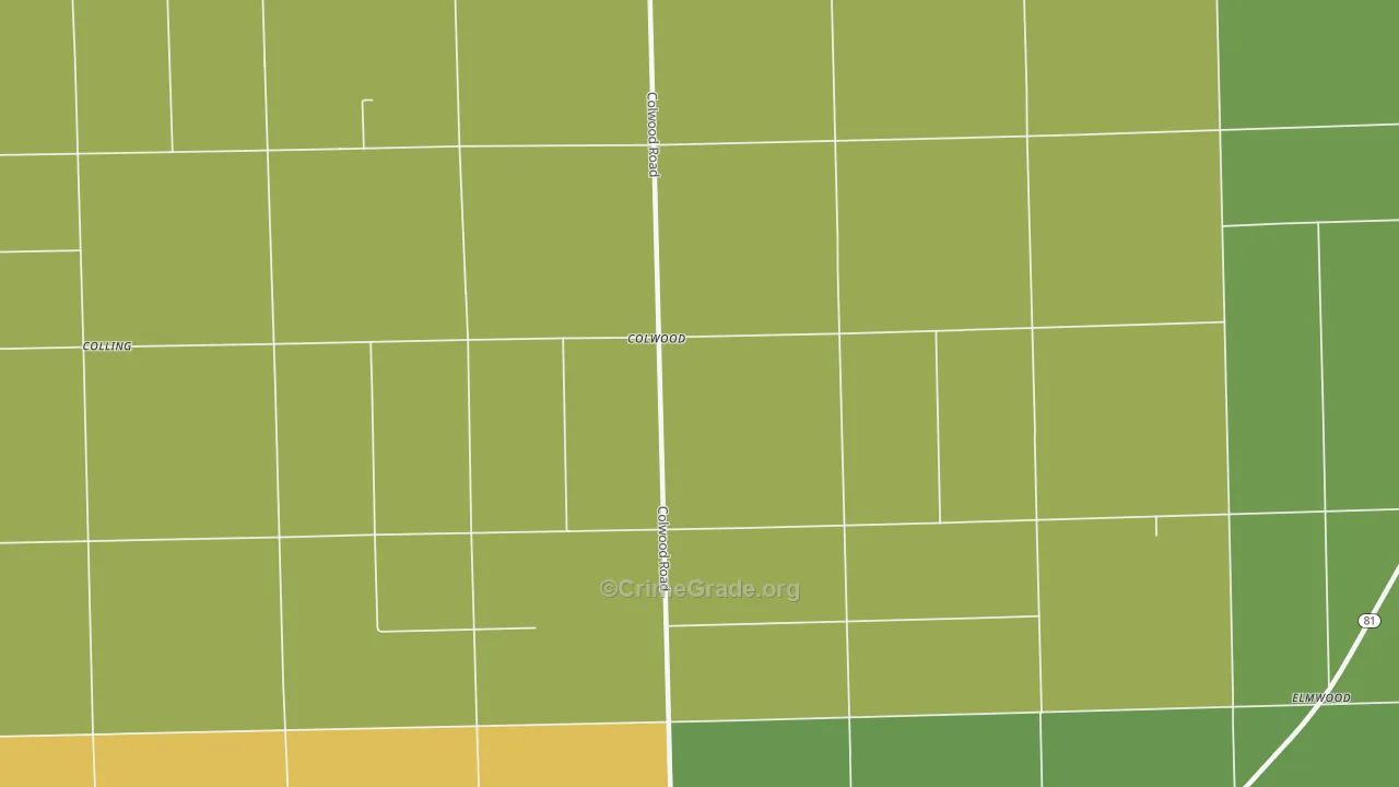 Colwood, MI Map of Murder Rates