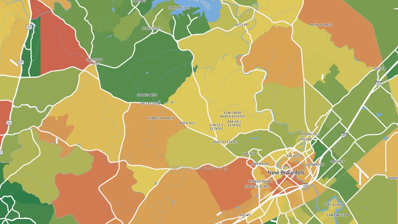 Comal County, TX Map of Murder Rates