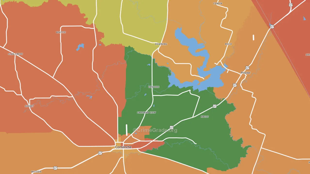 Comanche County, TX Map of Murder Rates
