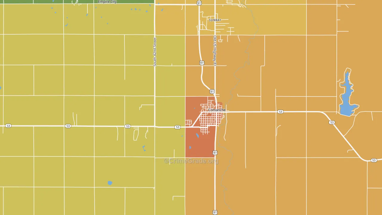 Comanche, OK Map of Murder Rates