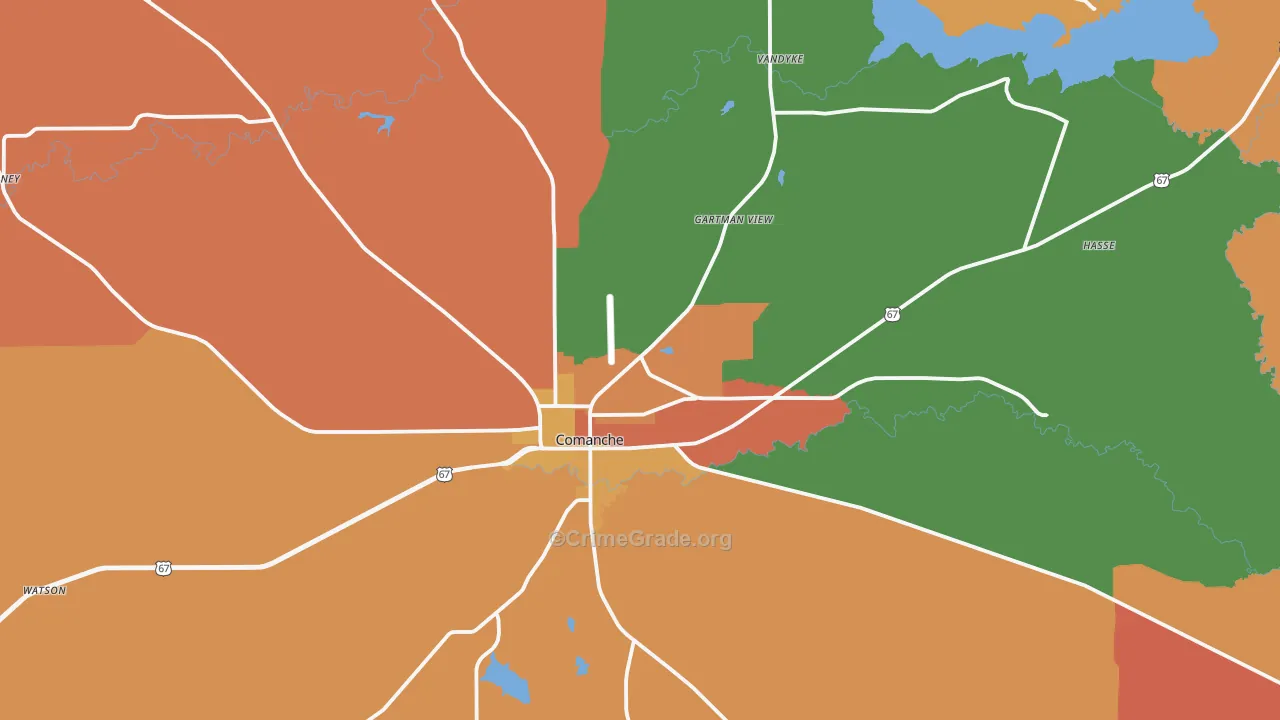 Comanche, TX Map of Murder Rates