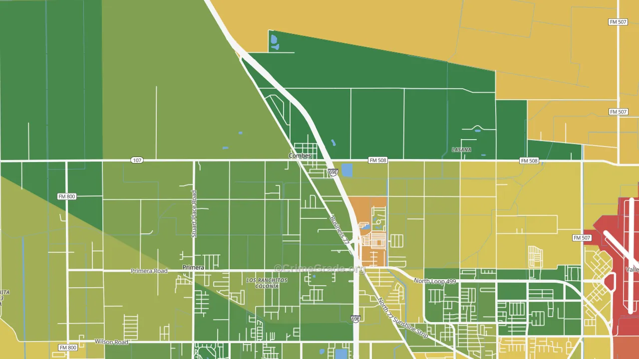 Combes, TX Map of Murder Rates