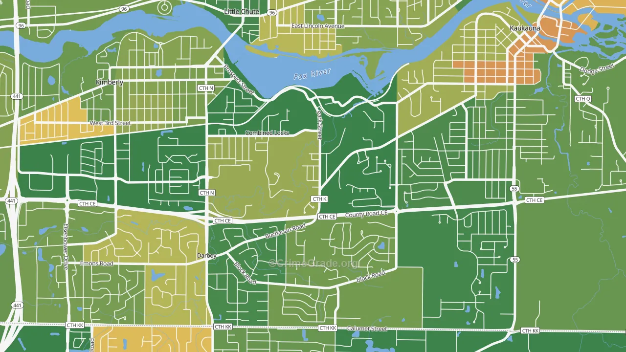 Combined Locks, WI Map of Murder Rates
