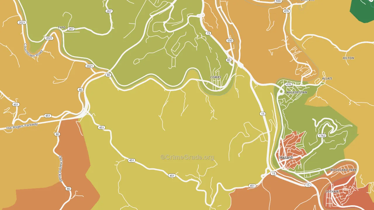 Combs, KY Map of Murder Rates