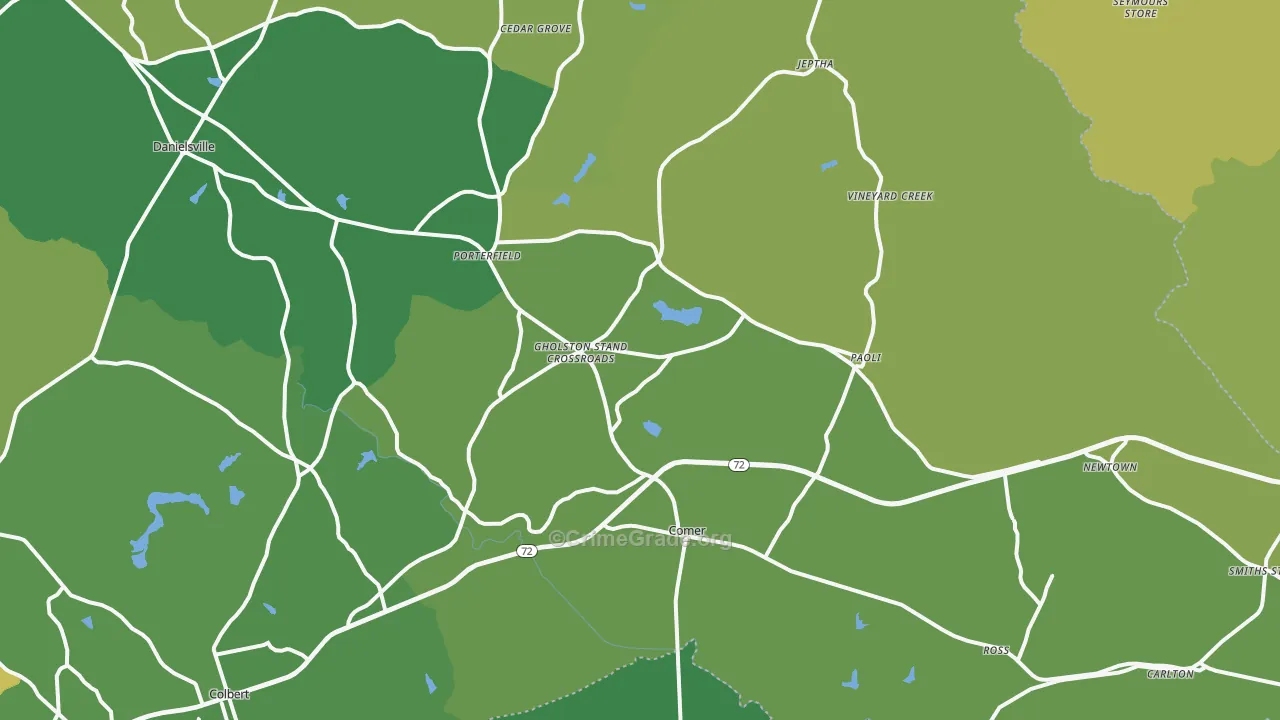 Comer, GA Map of Murder Rates