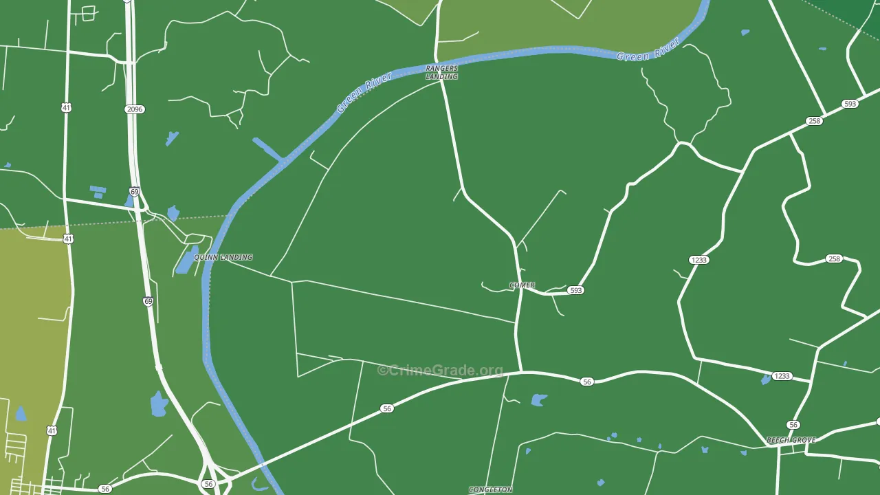 Comer, KY Map of Murder Rates
