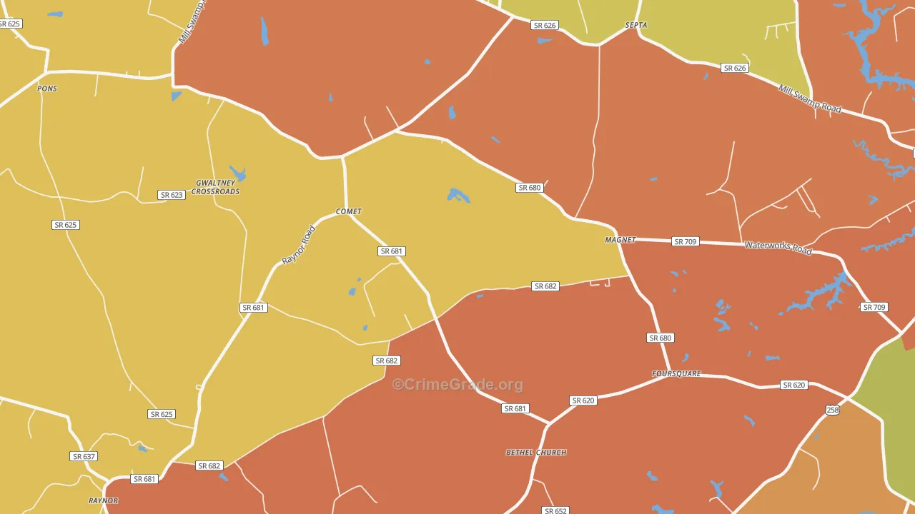 Comet, VA Map of Murder Rates