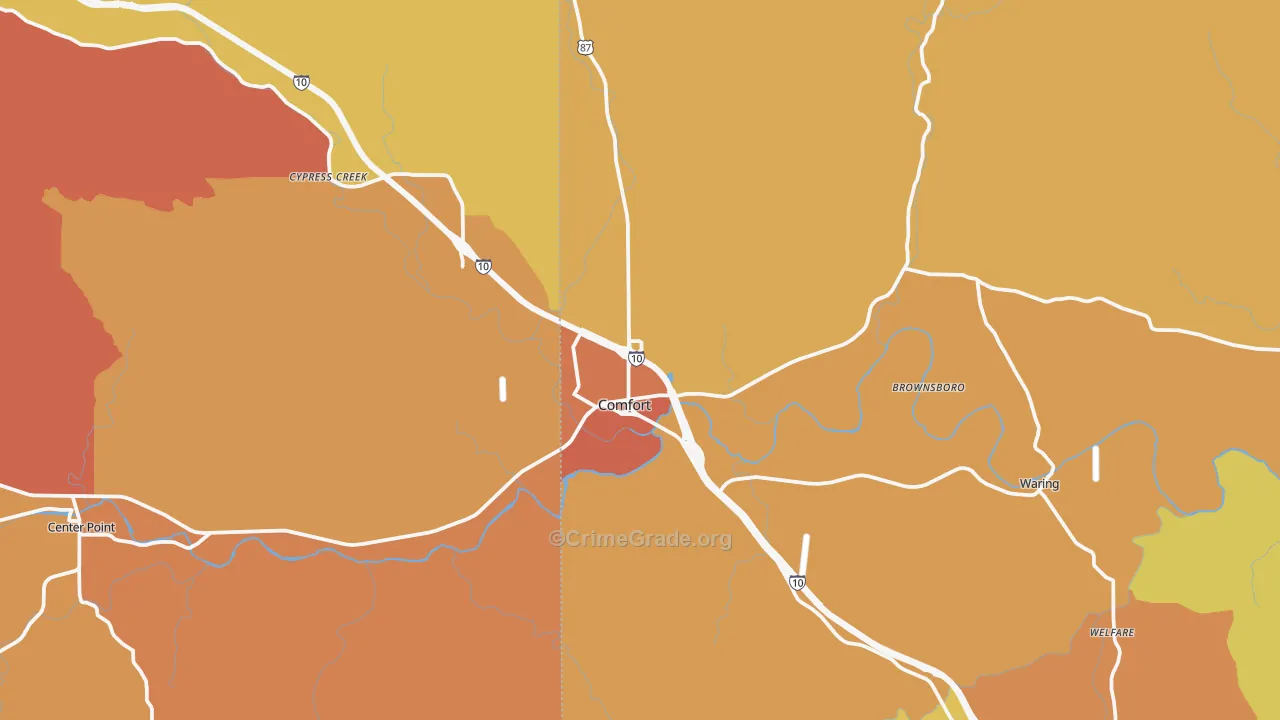 Comfort, TX Map of Murder Rates