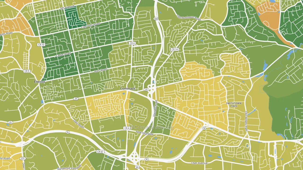 Commack, NY Map of Murder Rates