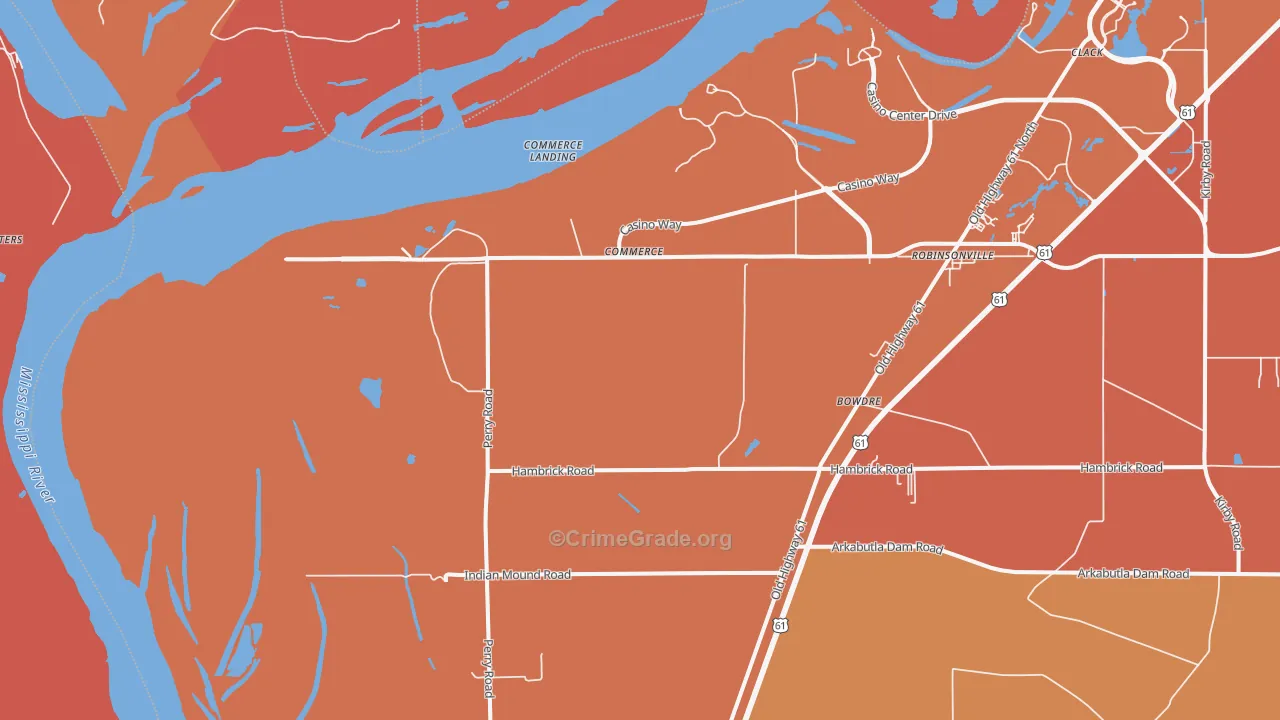Commerce, MS Map of Murder Rates