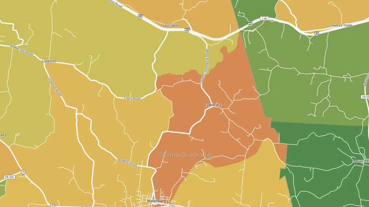 Commerce, TN Map of Murder Rates
