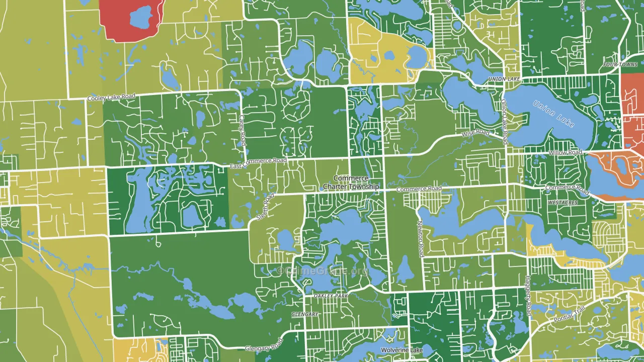 Commerce Township, MI Map of Murder Rates