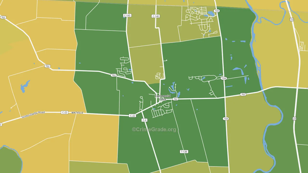 Commercial Point, OH Map of Murder Rates