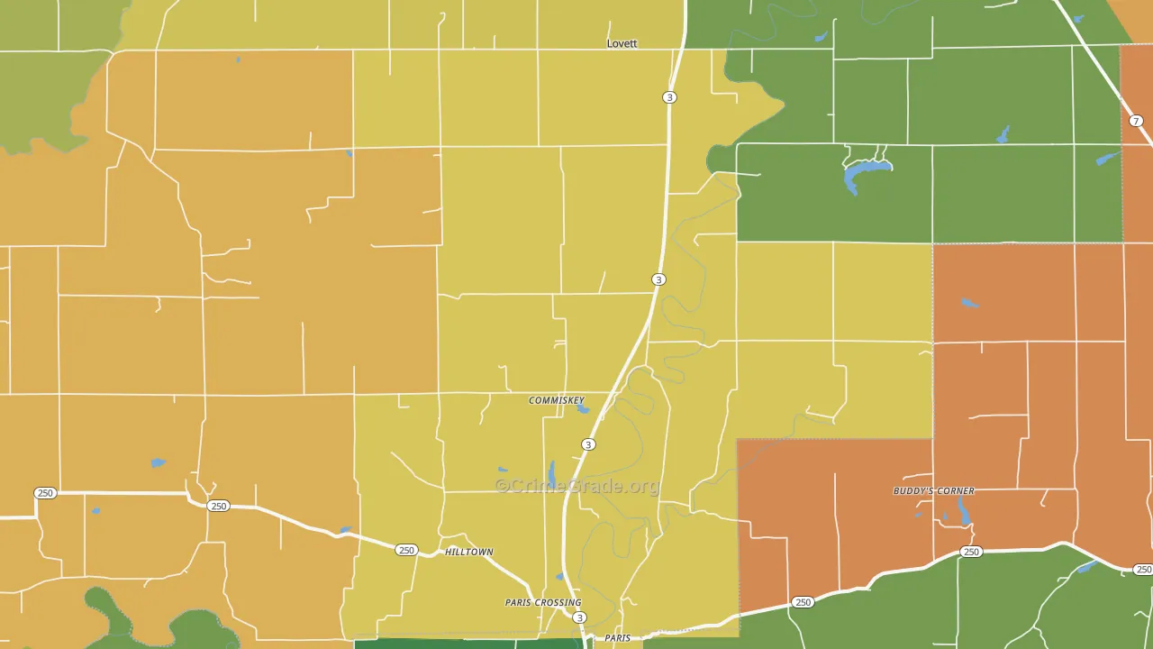 Commiskey, IN Map of Murder Rates