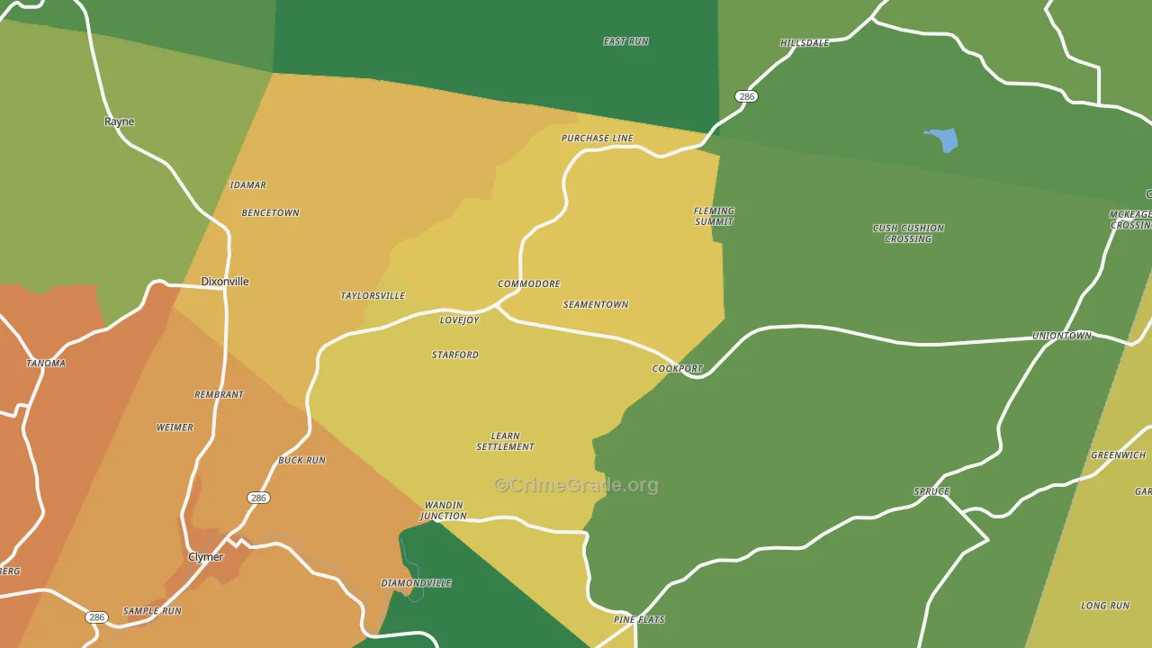 Commodore, PA Map of Murder Rates