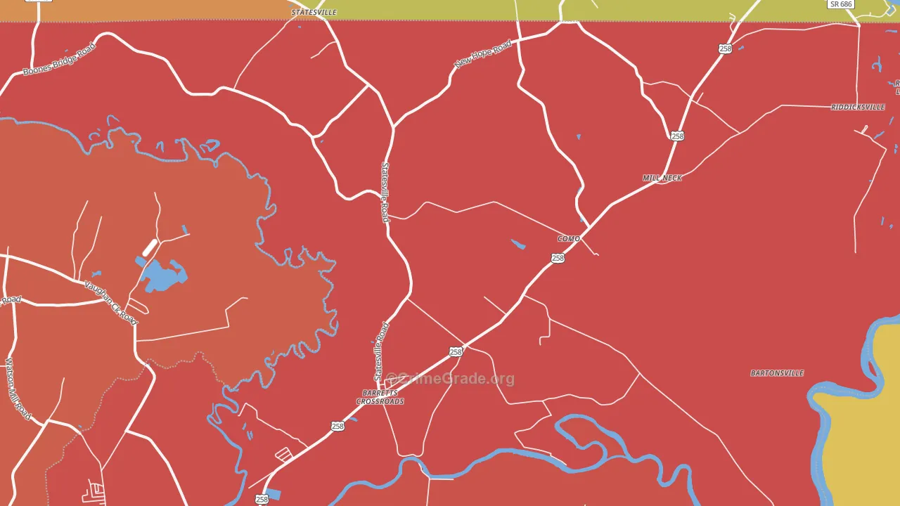 Como, NC Map of Murder Rates