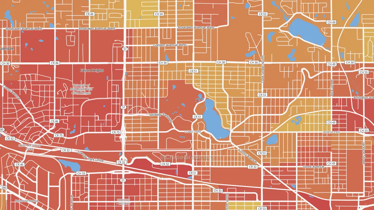 Como, St. Paul, MN Map of Murder Rates