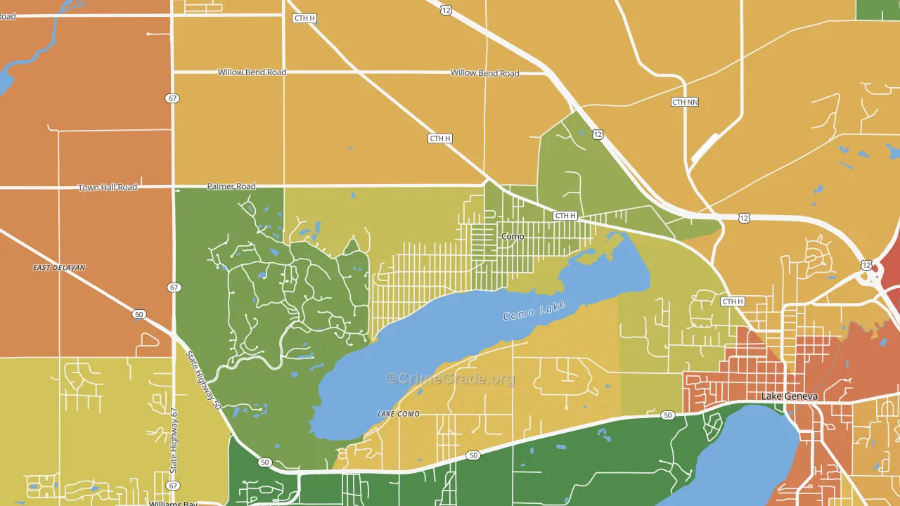 Como, WI Map of Murder Rates