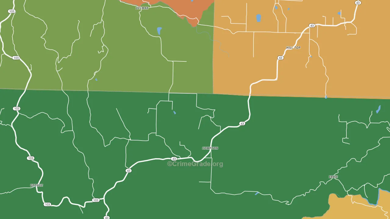 Compton, AR Map of Murder Rates