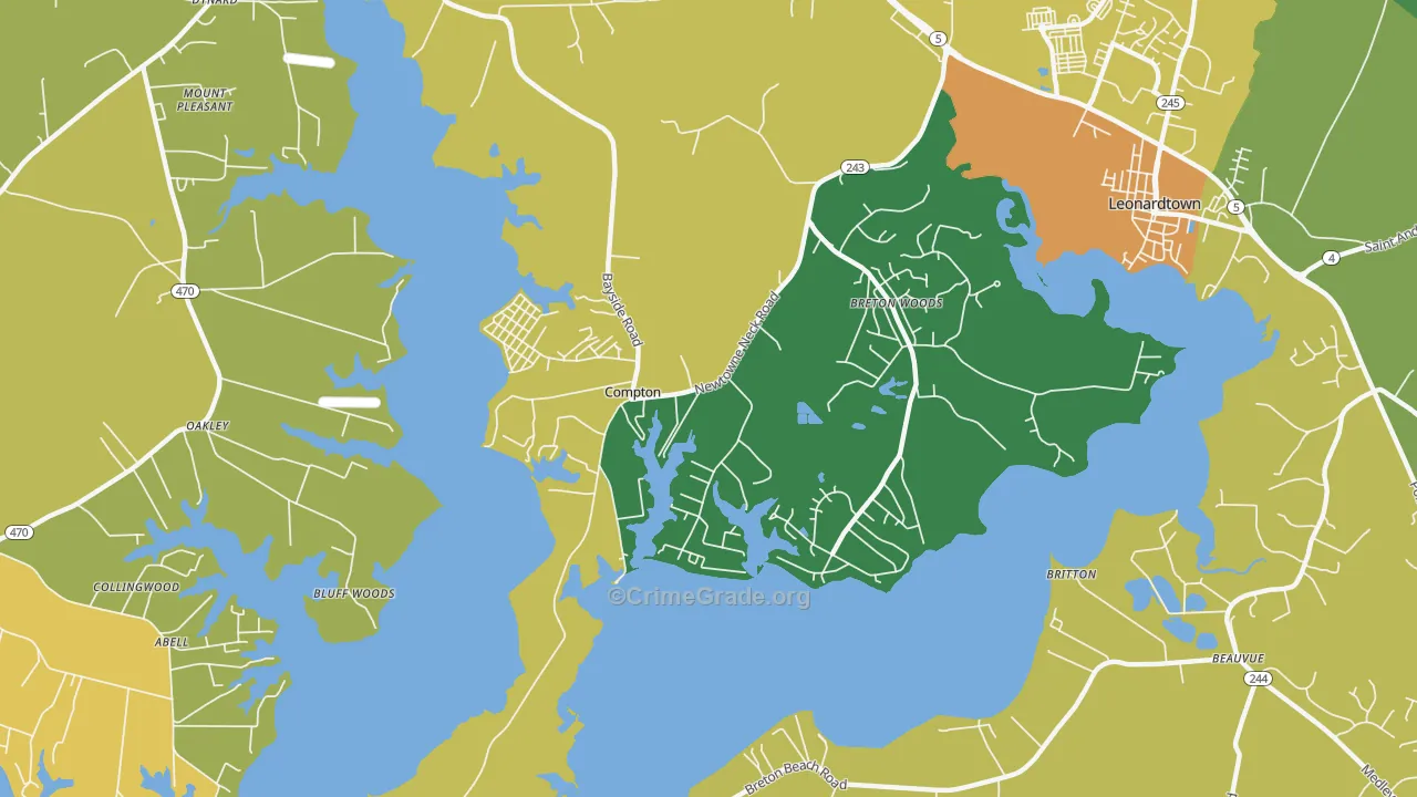 Compton, MD Map of Murder Rates