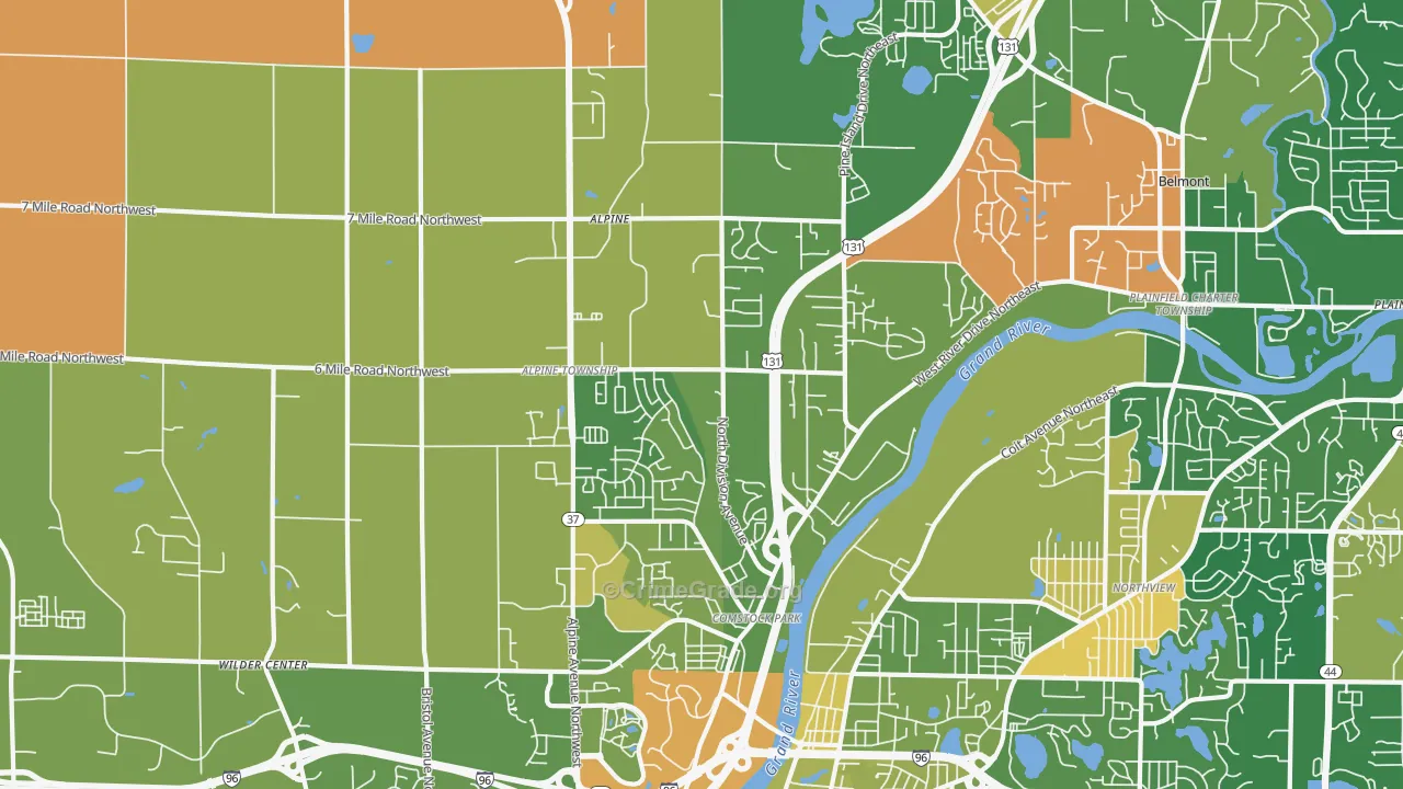 Comstock Park, MI Map of Murder Rates