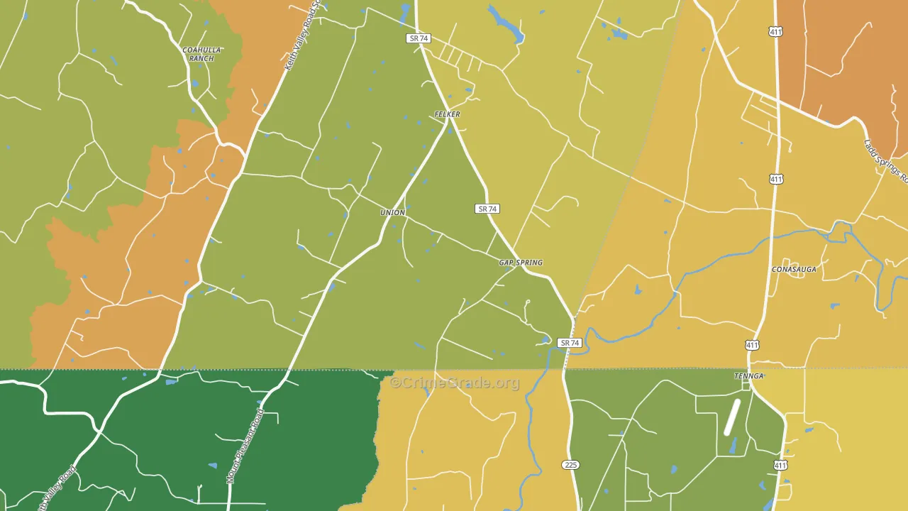 Conasauga, TN Map of Murder Rates