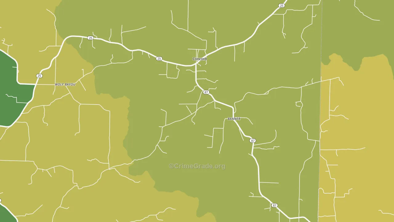 Concord, AR Map of Murder Rates