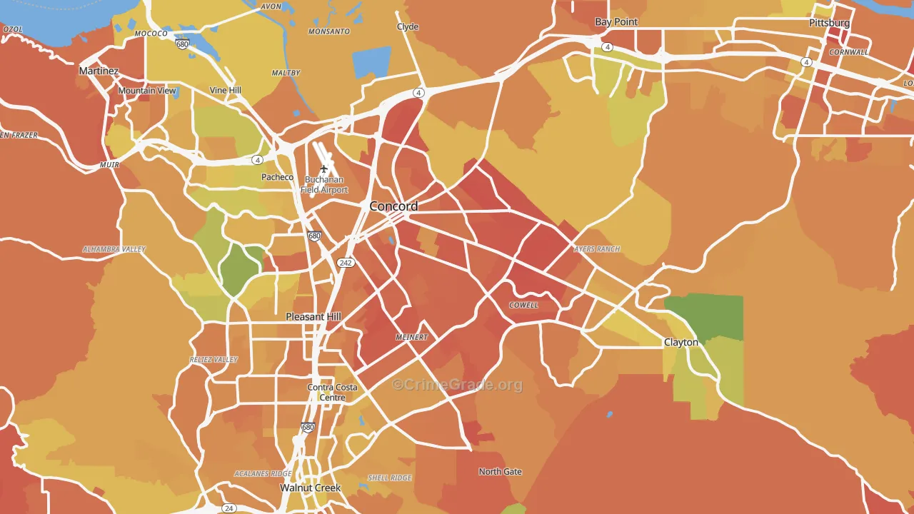 Concord, CA Map of Murder Rates