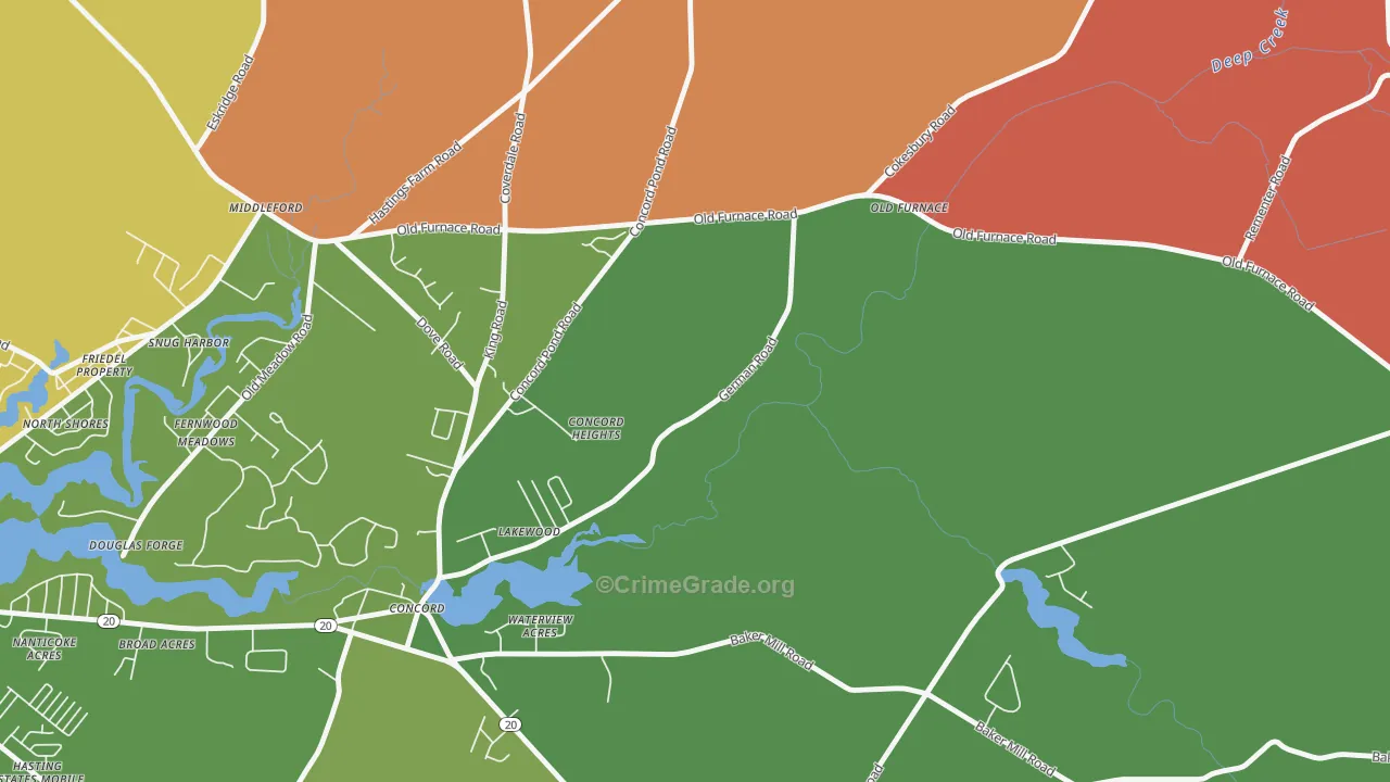 Concord, DE Map of Murder Rates