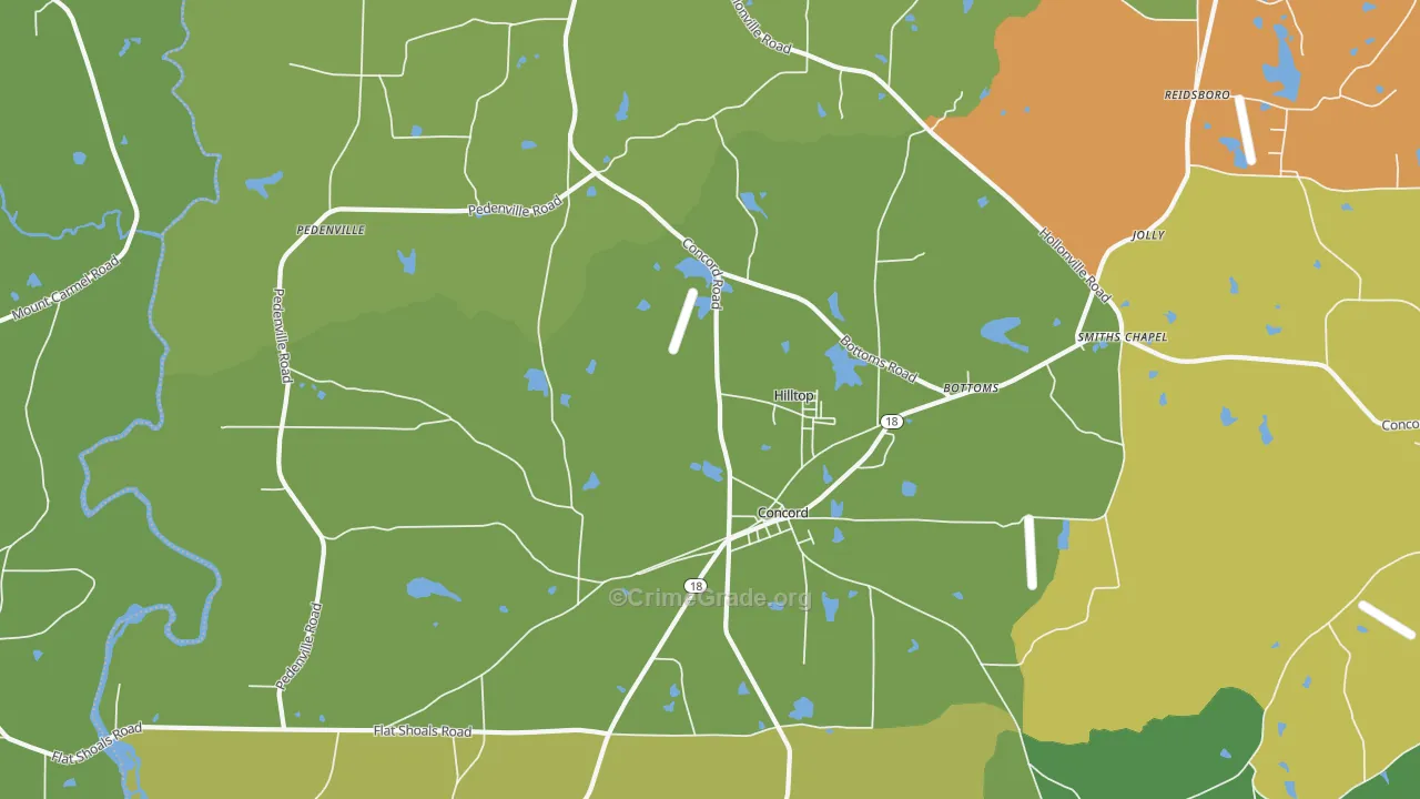 Concord, GA Map of Murder Rates