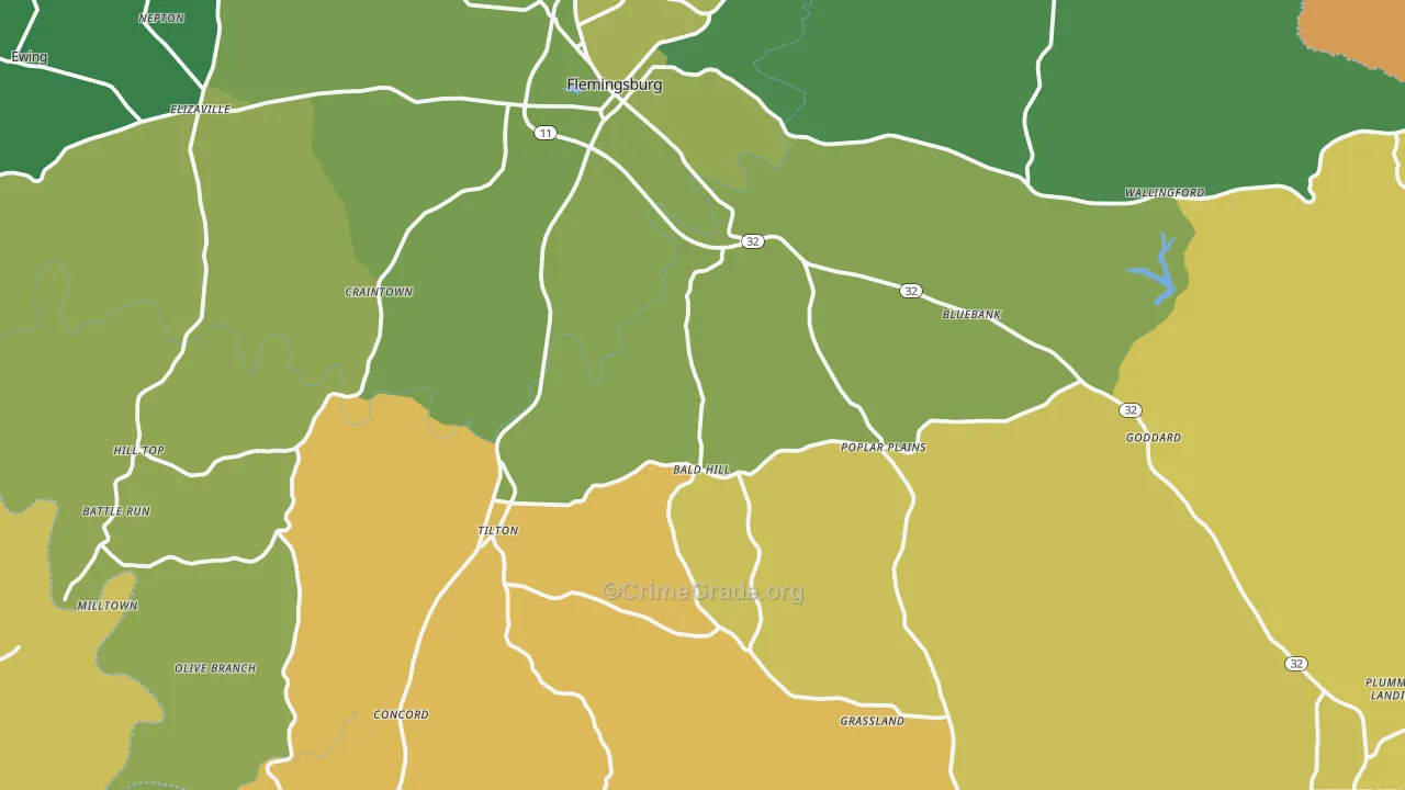 Concord, KY Map of Murder Rates