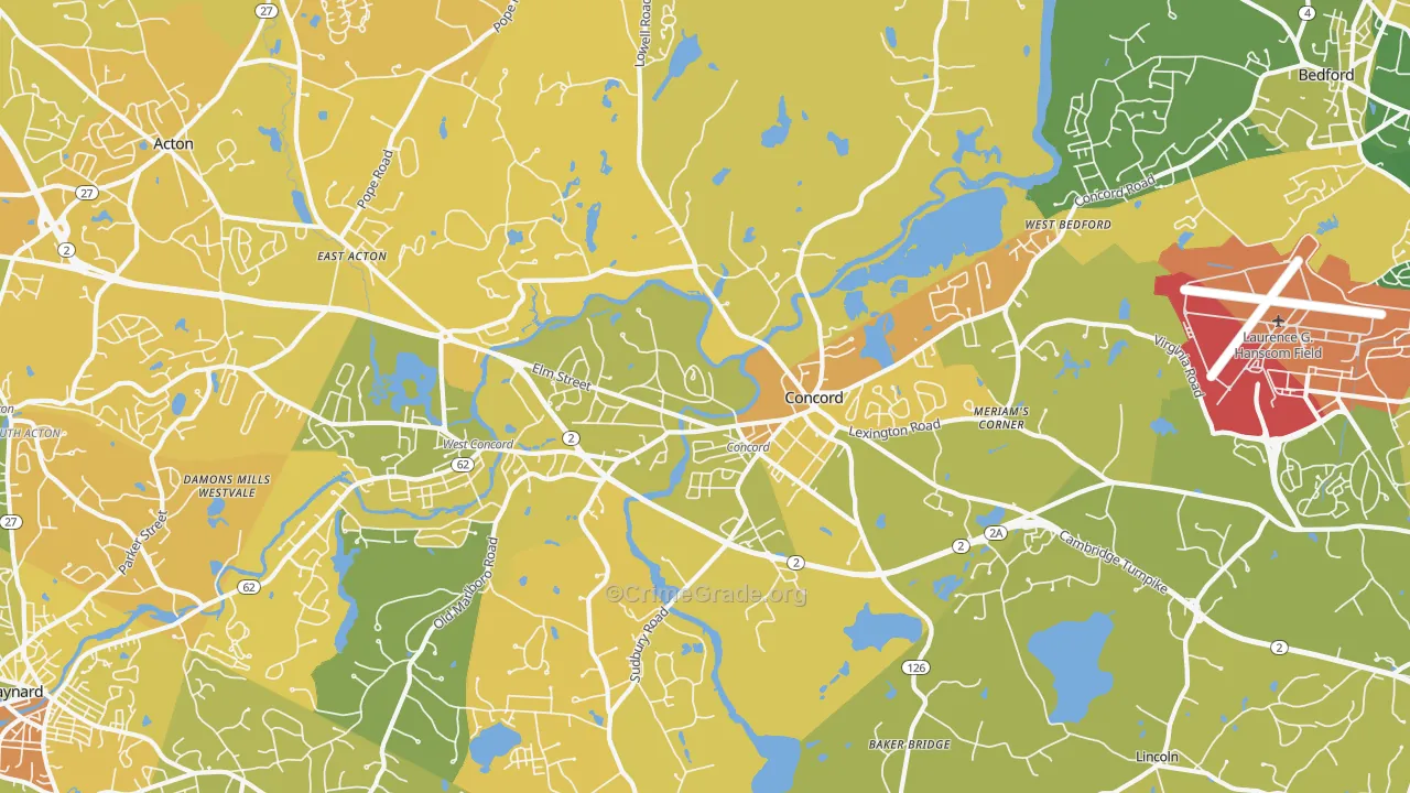 Concord, MA Map of Murder Rates