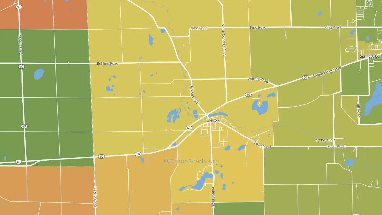 Concord, MI Map of Murder Rates