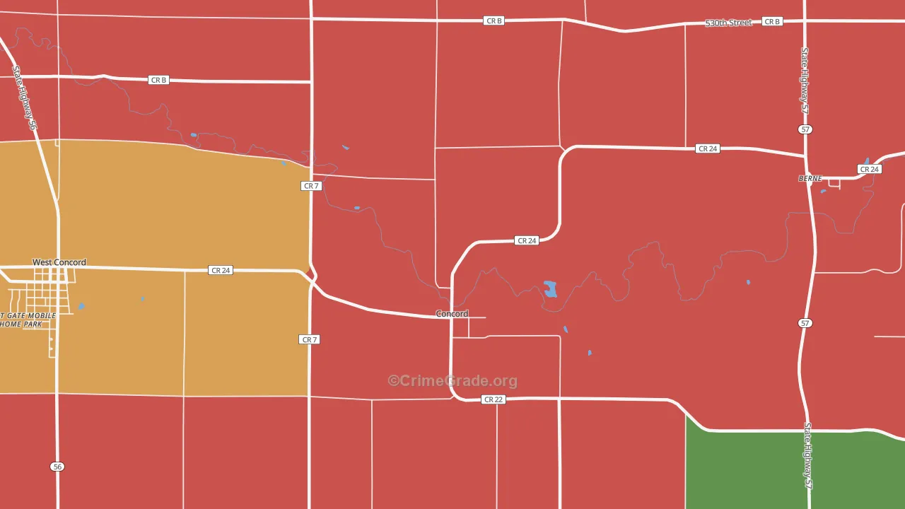 Concord, MN Map of Murder Rates