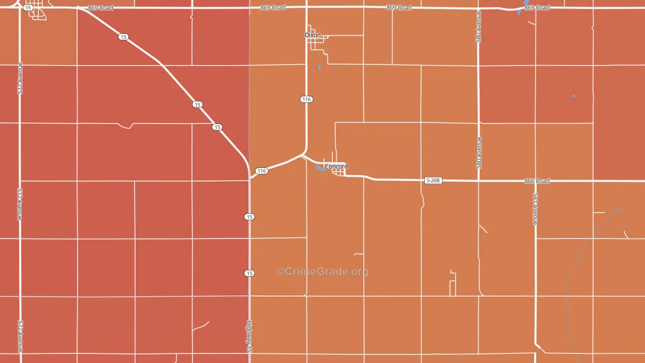 Concord, NE Map of Murder Rates