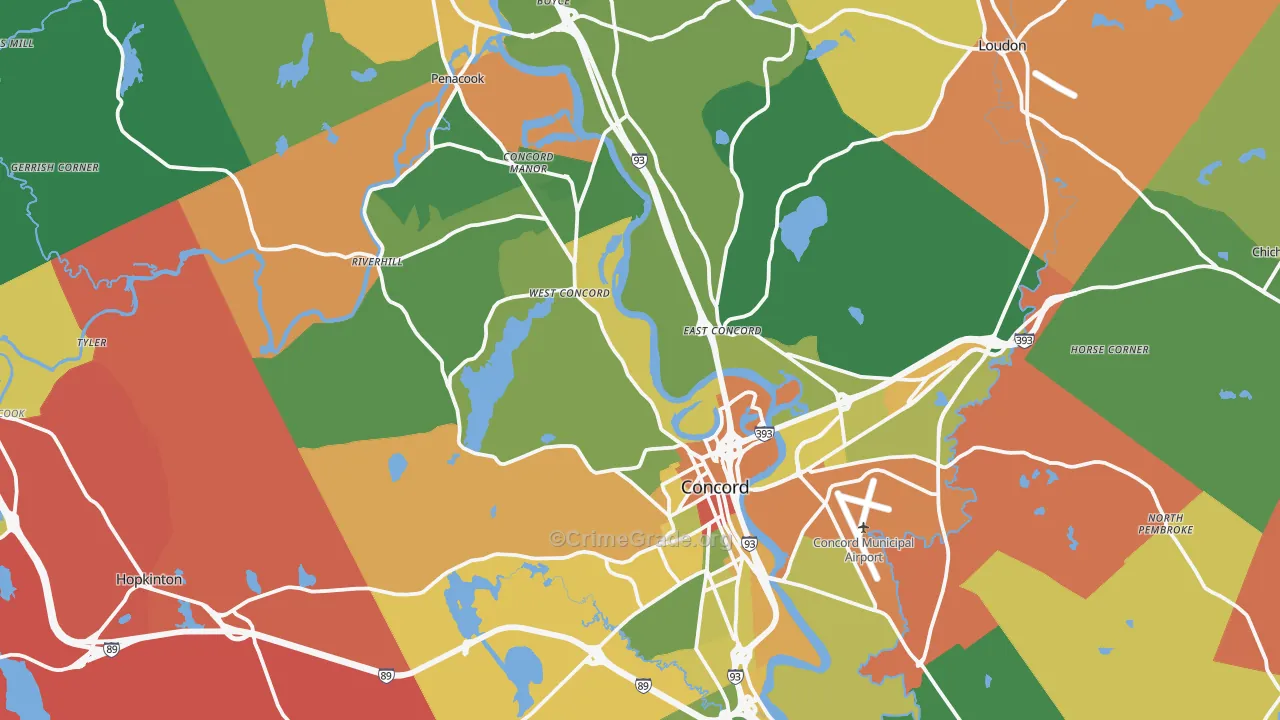 Concord, NH Map of Murder Rates