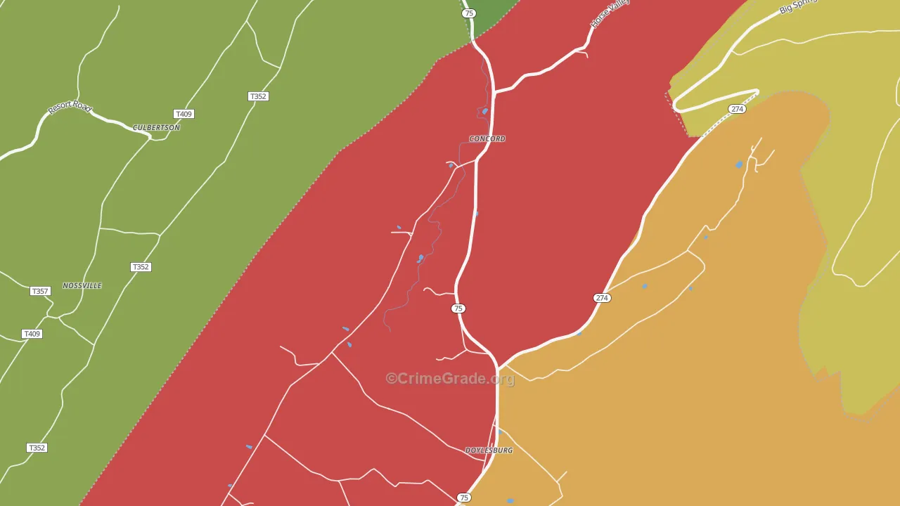 Concord, PA Map of Murder Rates