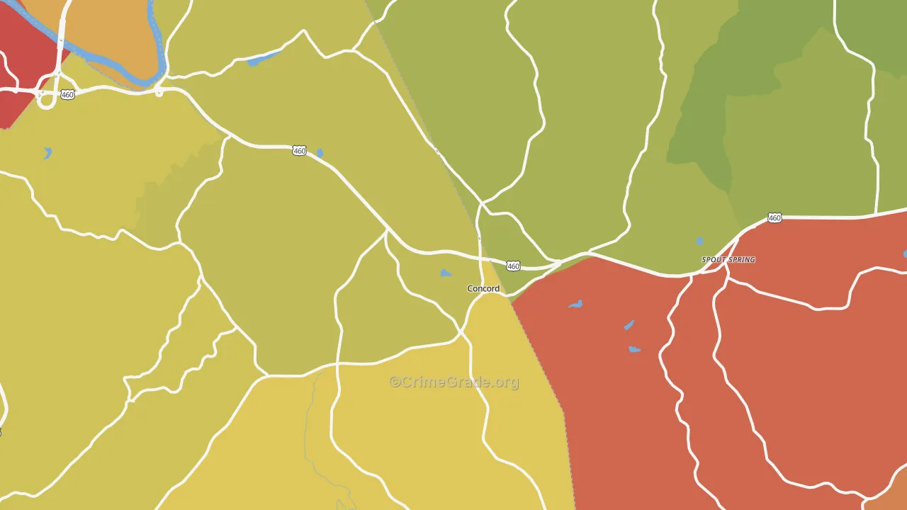 Concord, VA Map of Murder Rates