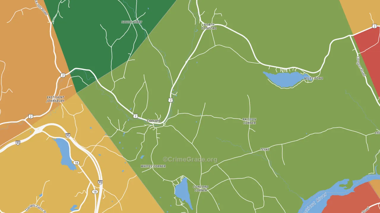 Concord, VT Map of Murder Rates