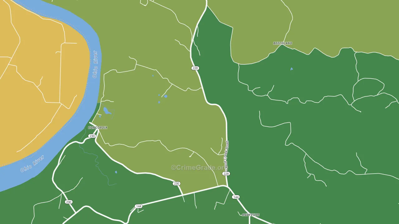 Concordia, KY Map of Murder Rates