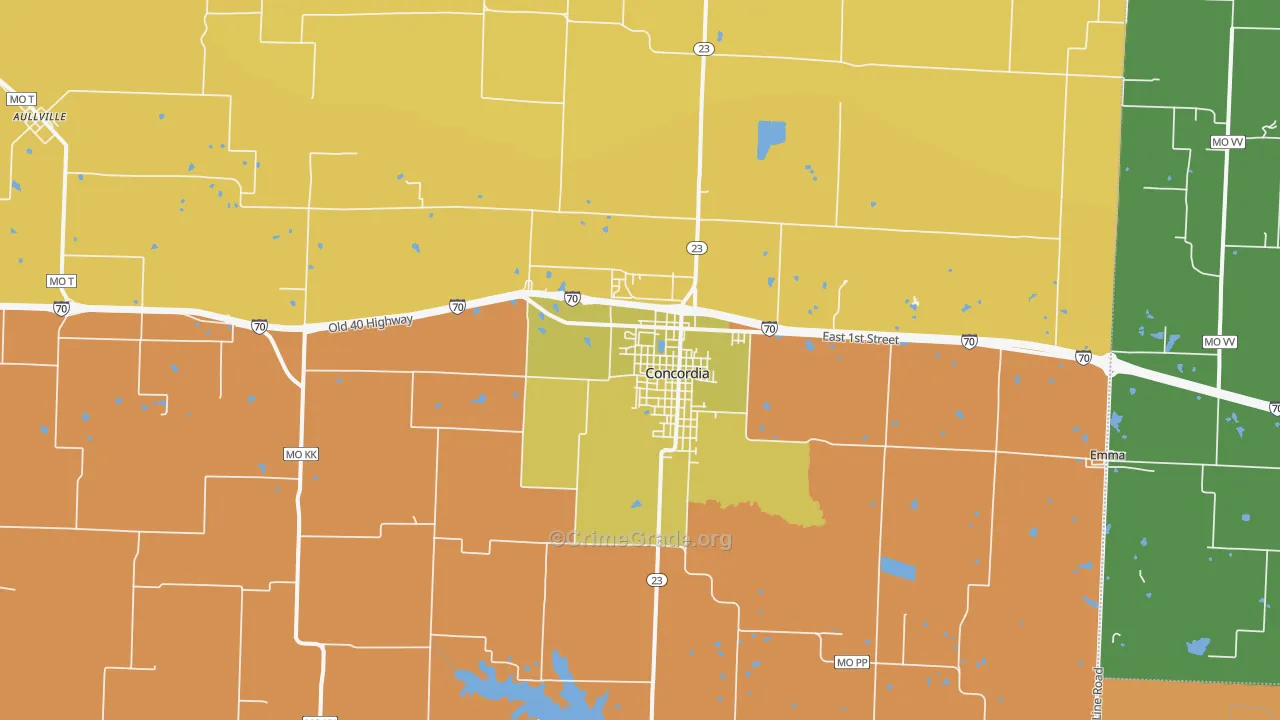Concordia, MO Map of Murder Rates