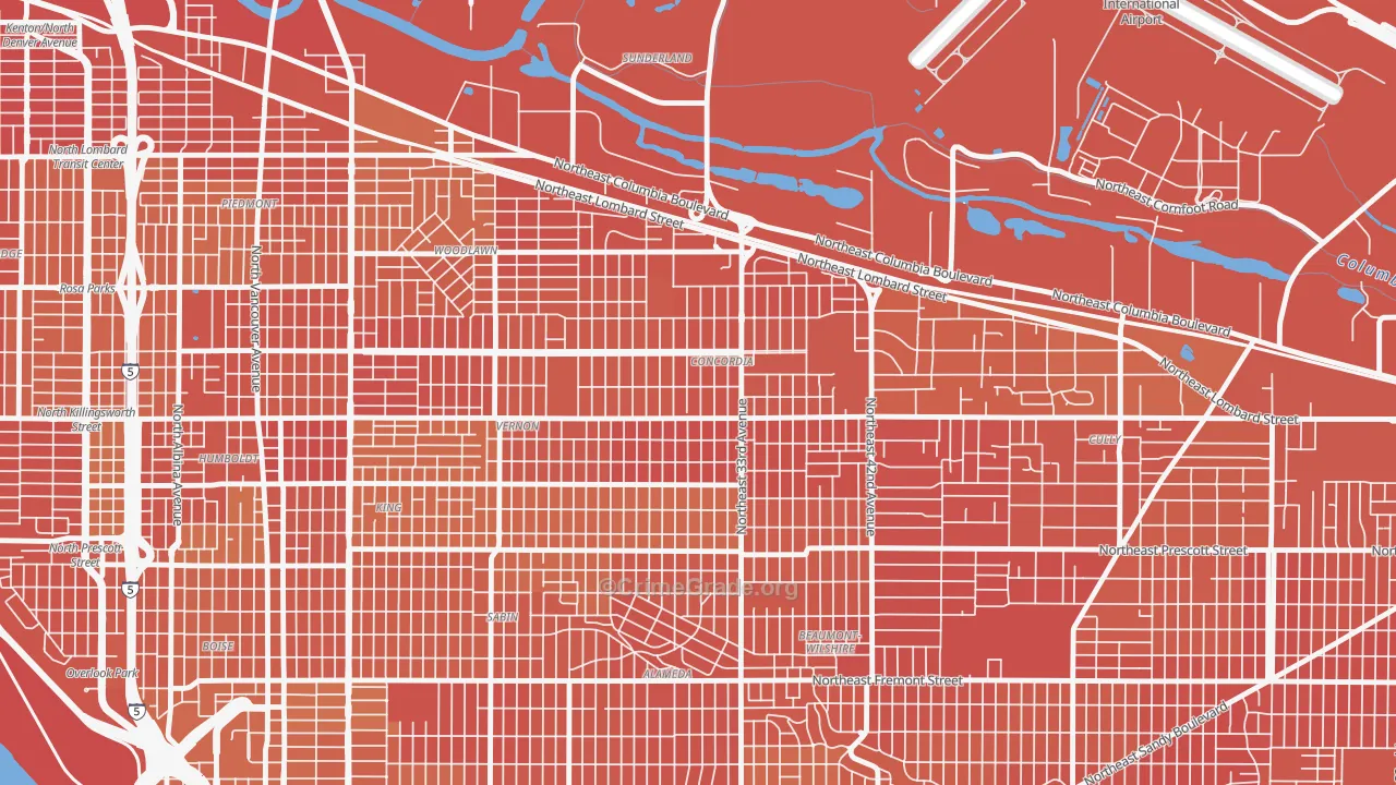 Concordia, Portland, OR Map of Murder Rates
