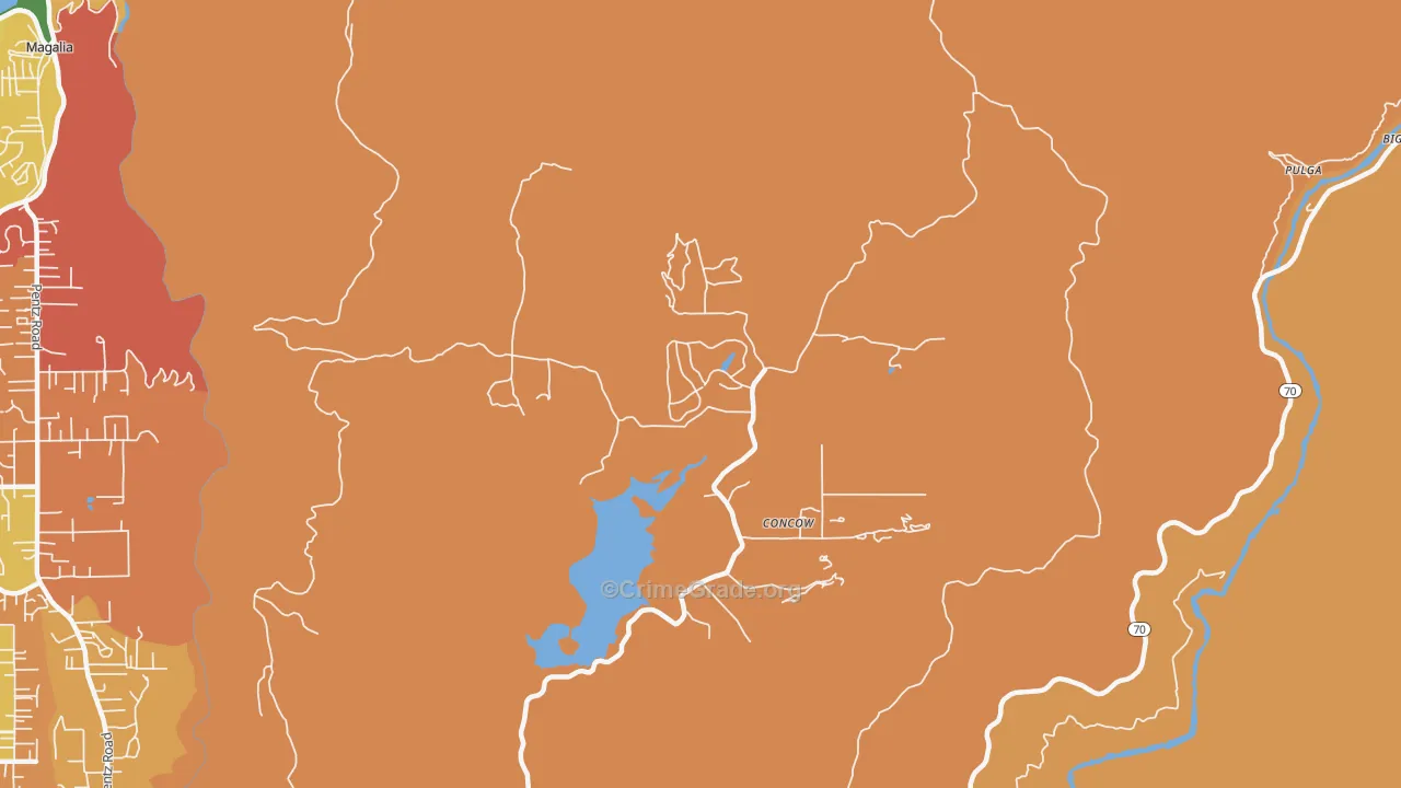 Concow, CA Map of Murder Rates