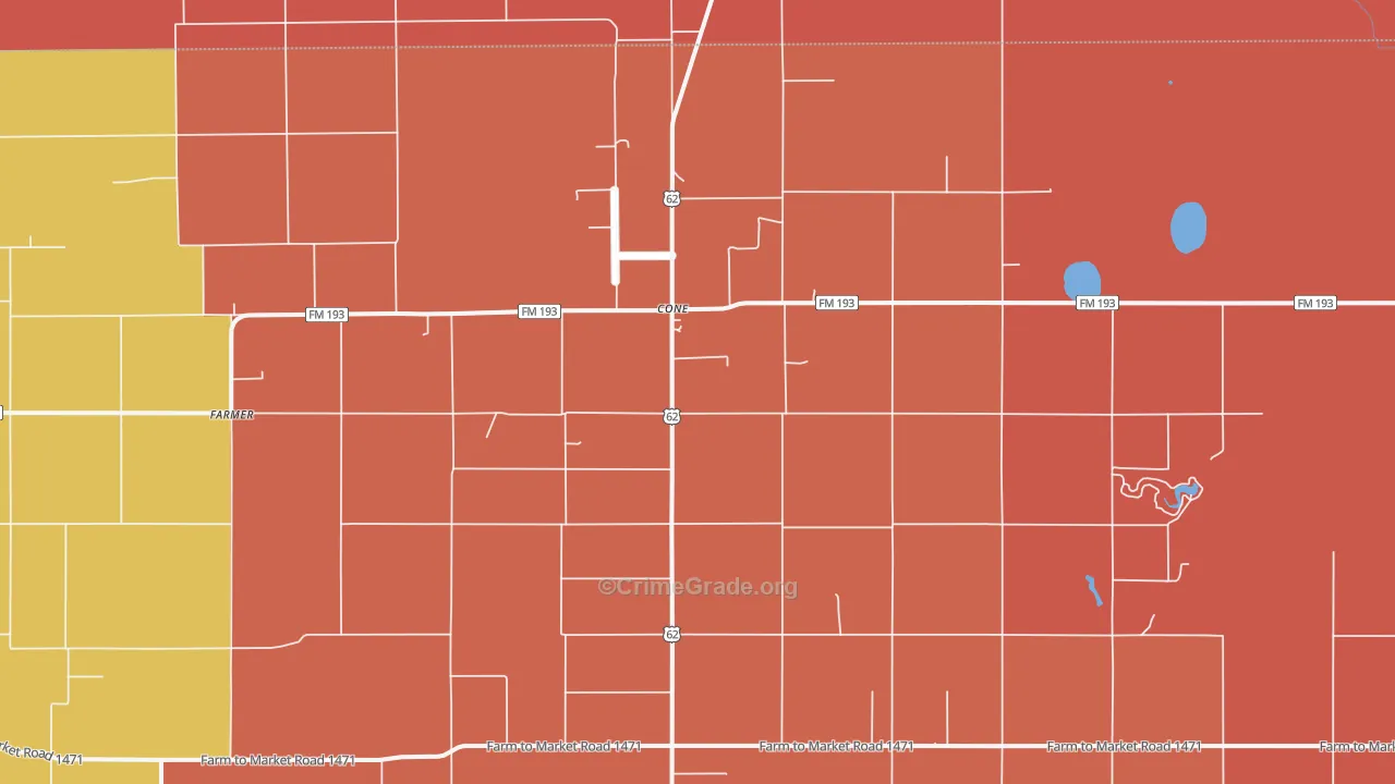 Cone, TX Map of Murder Rates